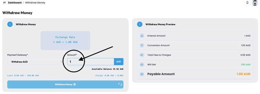 Enter withdrawal amount