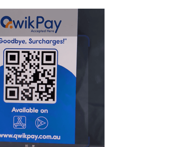 QwikPay merchant QR code poster - Goodbye Surcharges