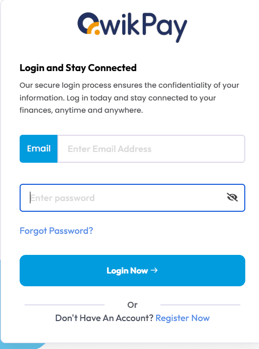Login screen