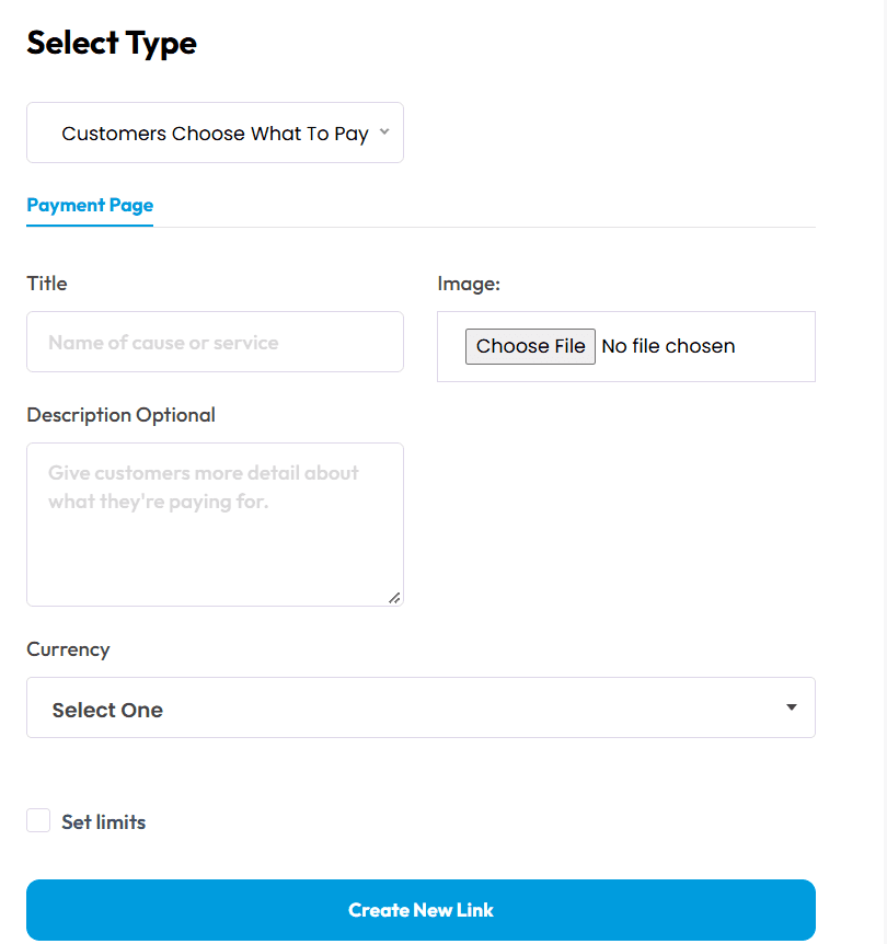 Customer chooses amount option